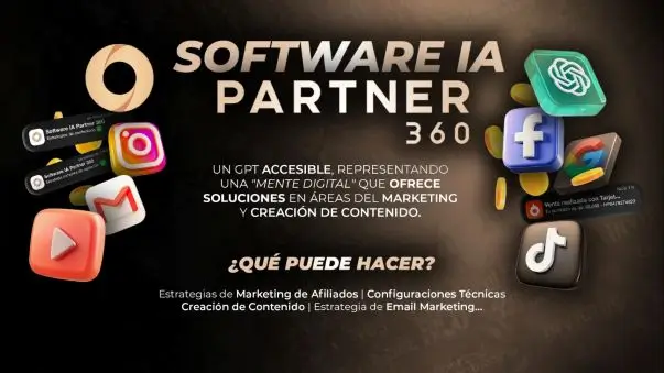 nterfaz del software de Partner 360, una plataforma diseñada para optimizar ventas, automatizar procesos y facilitar el trabajo de los afiliados con herramientas avanzadas de marketing digital.