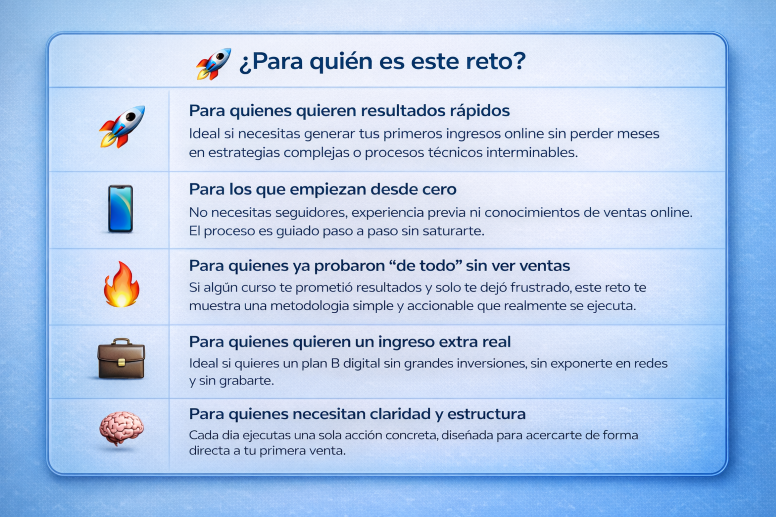 Imagen explicativa de Fabio Serna mostrando para quién sí es el reto Mi Primera Venta en 7 Días