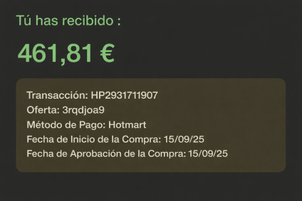 Resultado real de mi primera comisión aplicando el sistema Mi Primera Venta en 7 Días de Fabio Serna
